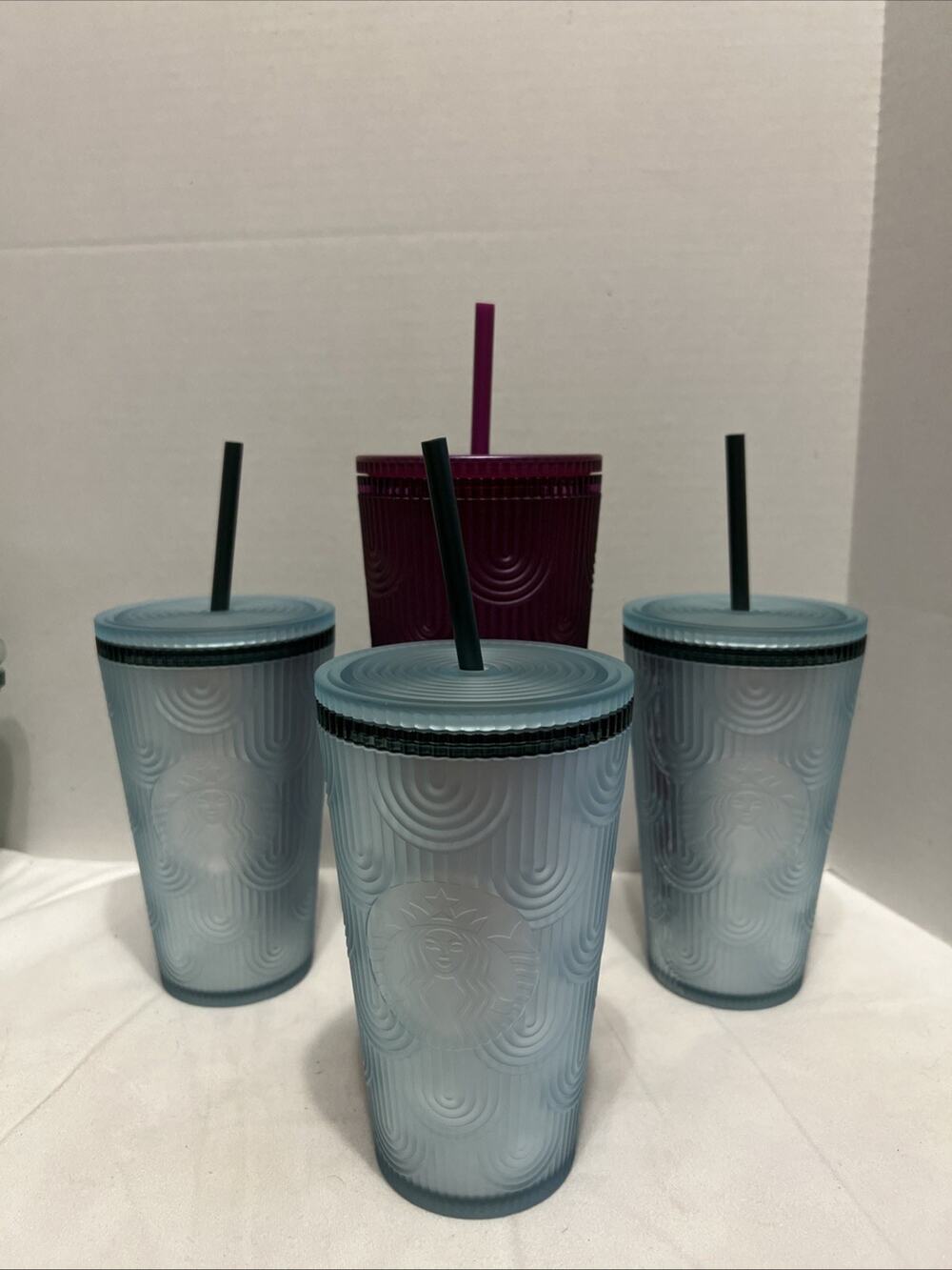 4 BRAND NEW Starbucks Tumblers 19 & 24 oz Venti Cups NEW Mint green and purple